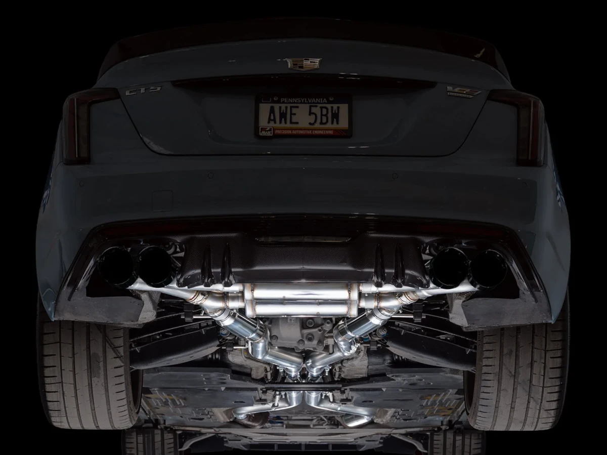 Cadillac CT5-V Performance Exhaust - AWE Tuning - Cat-Back SwitchPath - Diamond Black - Blackwing `22-`26