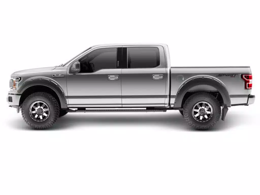 Chevrolet Silverado 1500 Mud Flaps - Rear - Bushwacker - Trail Armor, Pocket/Rivet Style - Black - `19-`22