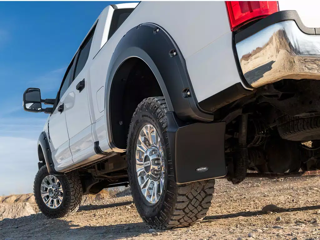 Chevrolet Silverado 1500 Mud Flaps - Rear - Bushwacker - Trail Armor, Pocket/Rivet Style - Black - `19-`22