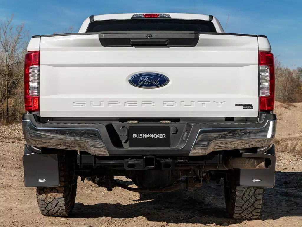 Chevrolet Silverado 1500 Mud Flaps - Rear - Bushwacker - Trail Armor, Pocket/Rivet Style - Black - `19-`22
