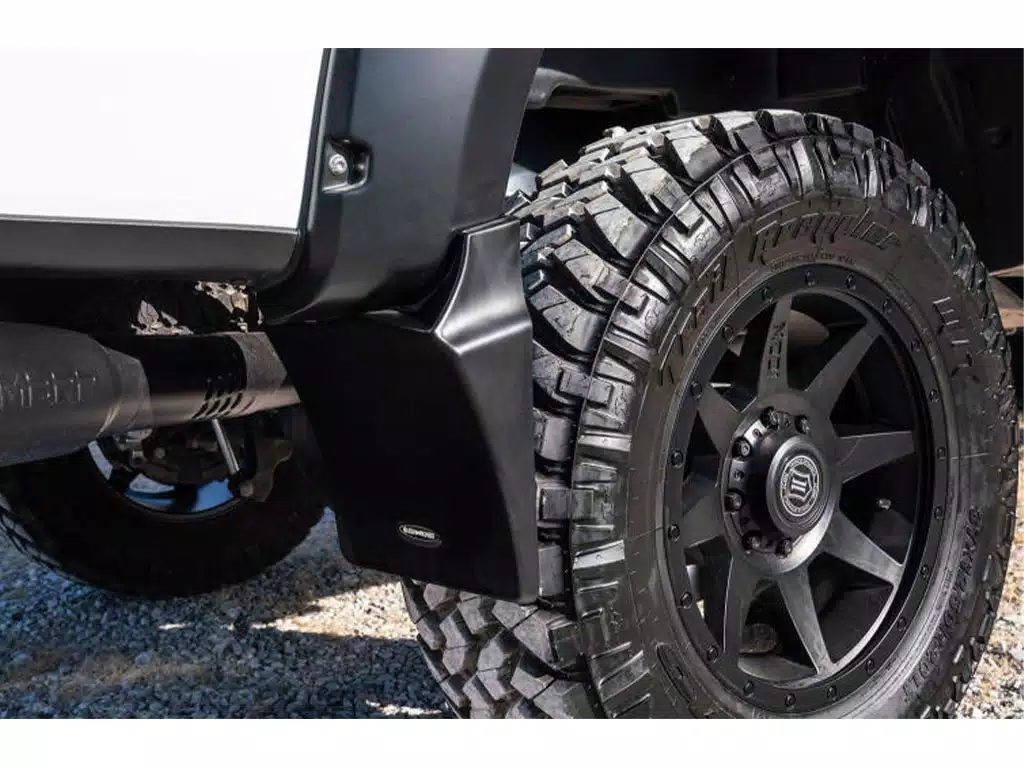 Chevrolet Silverado 1500 Mud Flaps - Rear - Bushwacker - Trail Armor, Pocket/Rivet Style - Black - `19-`22