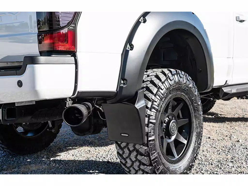 Chevrolet Silverado 1500 Mud Flaps - Rear - Bushwacker - Trail Armor, Pocket/Rivet Style - Black - `19-`22
