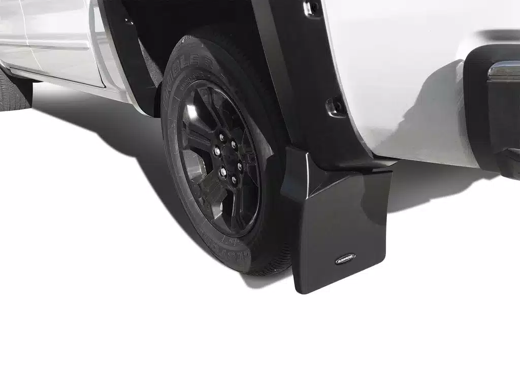 Chevrolet Silverado 1500 Mud Flaps - Rear - Bushwacker - Trail Armor, Pocket/Rivet Style - Black - `19-`22