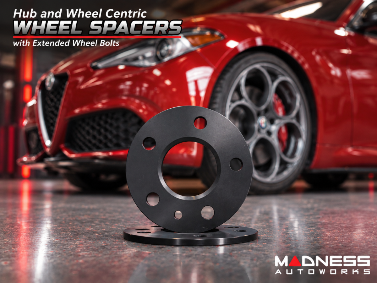 Alfa Romeo Giulia Wheel Spacers - MADNESS - 5mm - set of 2 w/ extended bolts