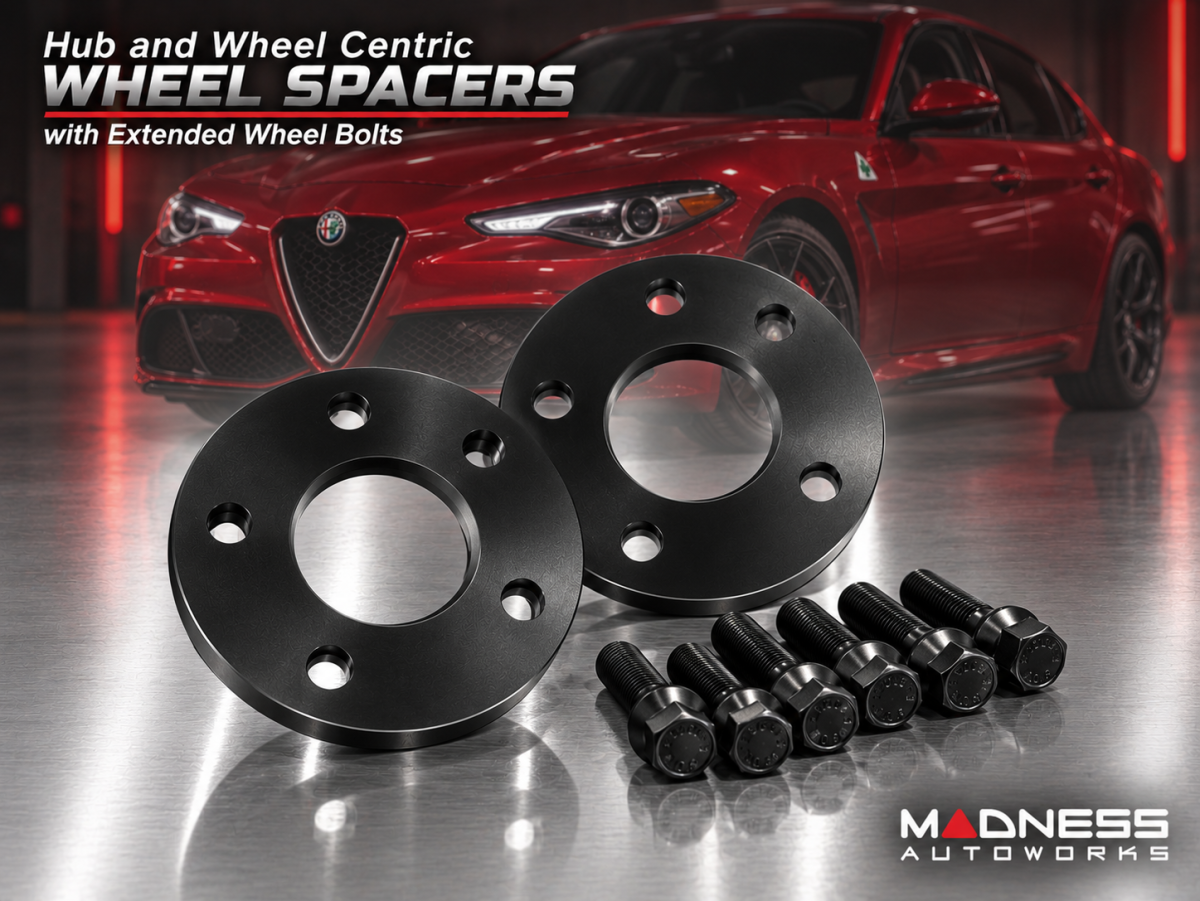 Alfa Romeo Giulia Wheel Spacers - MADNESS - 5mm & 15mm - set of 4 w/ extended bolts
