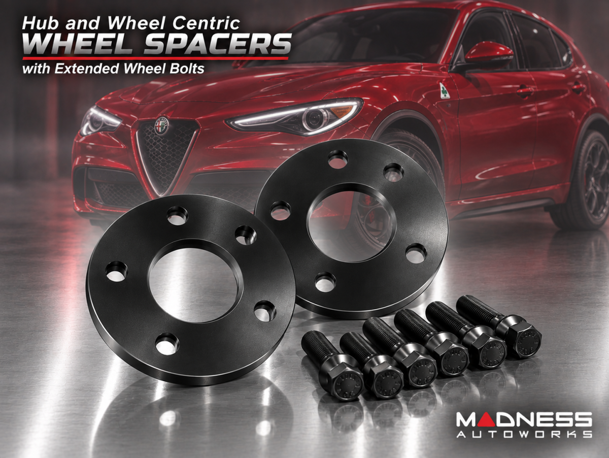 Alfa Romeo Stelvio Wheel Spacers - MADNESS - 5mm & 15mm - set of 4 w/ extended bolts