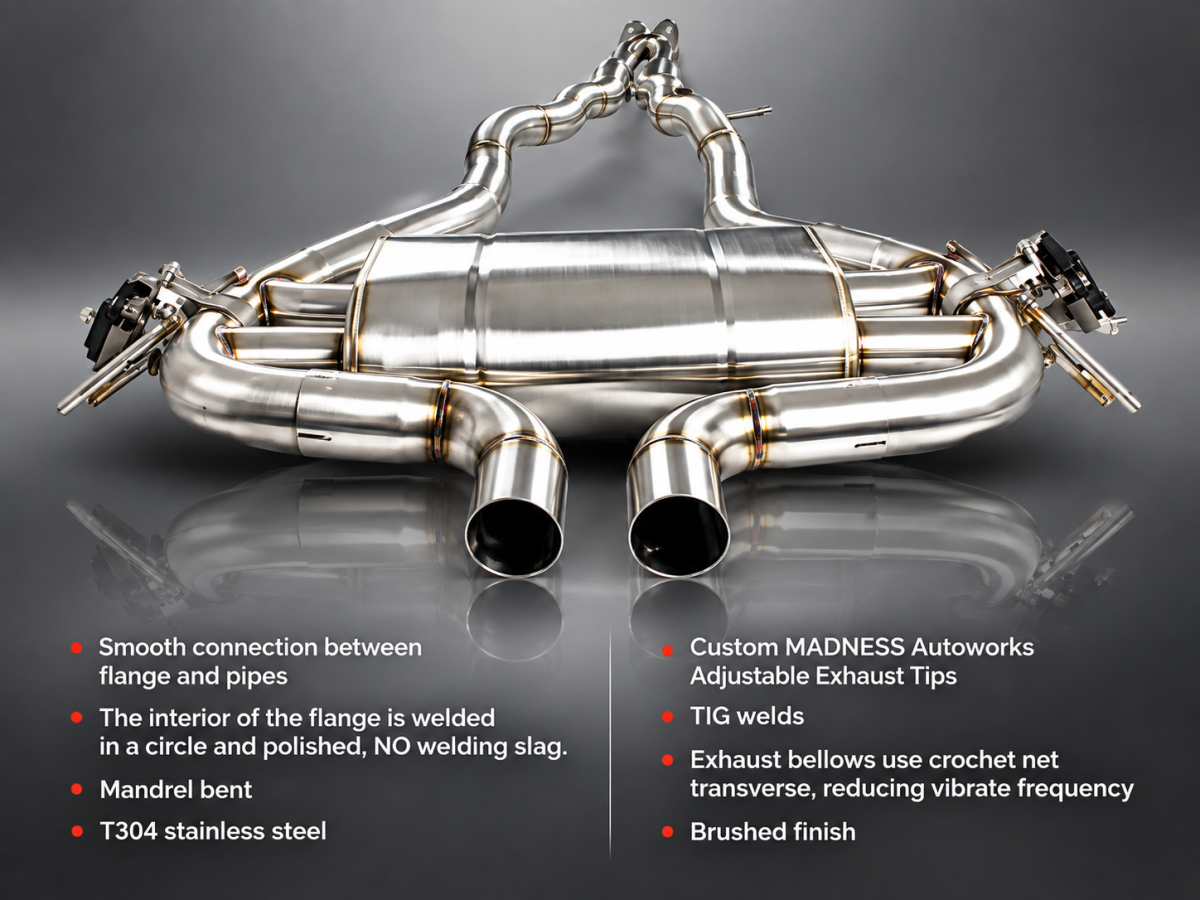 Jaguar F-TYPE Performance Exhaust System - MADNESS - 3.0L V6 - Dual Center Exit - Electronic Valve Design - Black Exhaust Tips