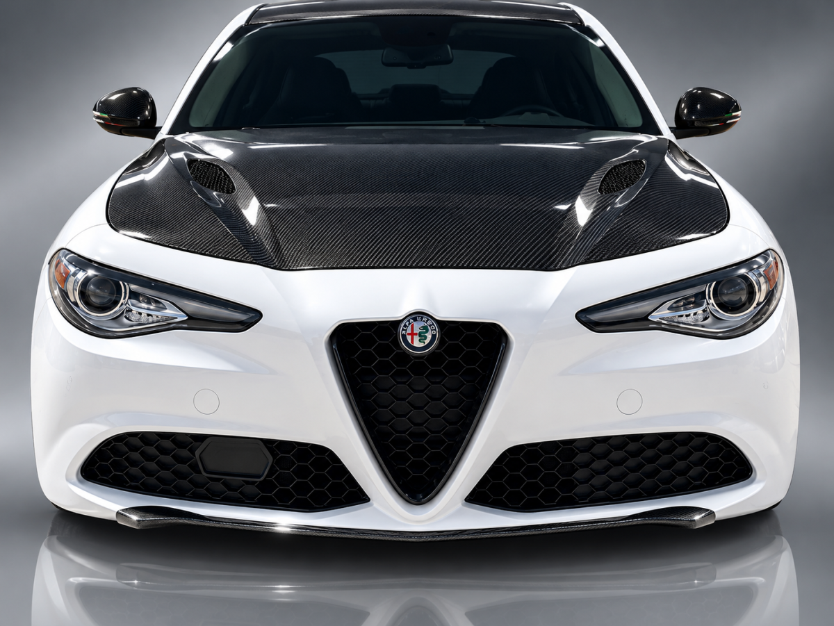 Alfa Romeo Giulia Front Spoiler - Carbon Fiber - QV Style - MADNESS - Base Model Alfa Romeo Giulia Front Spoiler - Carbon Fiber - QV Style - MADNESS - Base Model