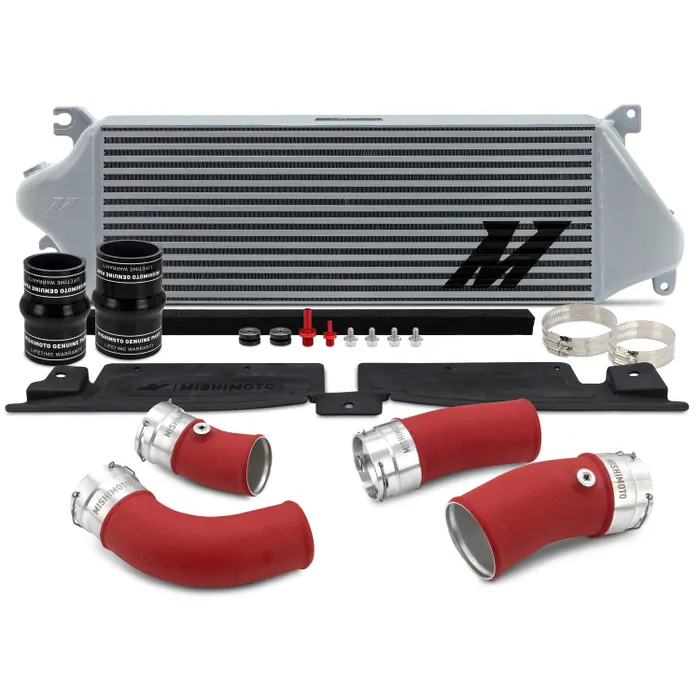 Toyota Tacoma Intercooler Kit - Mishimoto - Silver Cooler - Red Pipes - `24+