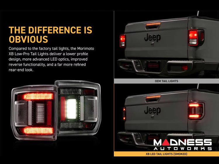 Jeep Gladiator JT LED Tail Lights - XB LED Series - Morimoto - Low Profile - Smoked