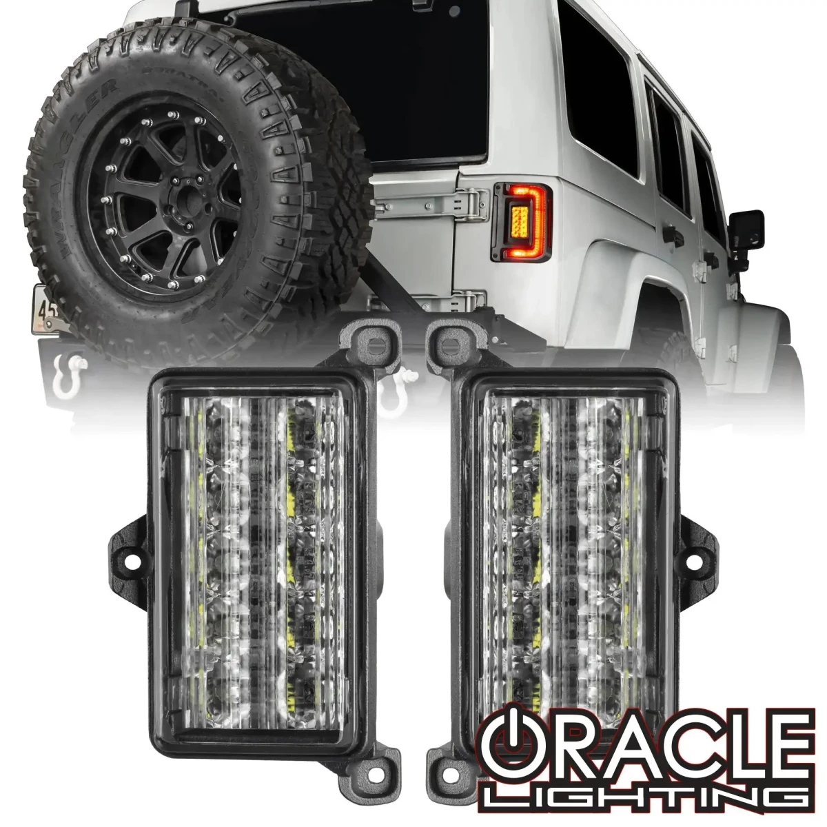 Jeep Wrangler JK Reverse Lights - Rear - ORACLE Lighting - Dual Function Reverse LED Modules Flush - Amber/White