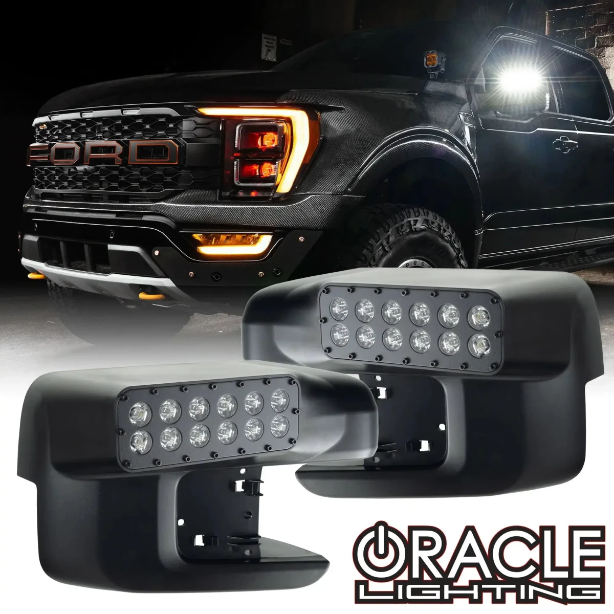 Ford F-150 Ditch Lights - LED Side Mirror Covers - ORACLE Lighting - Yellow- `21-`25