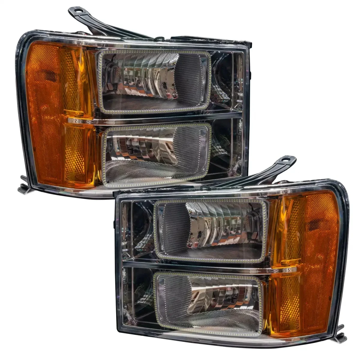 GMC Sierra Headlight Assemblies - ORACLE Lighting - Square Ring Design w/ BC2 Controller - ColorSHIFT - `07-`13