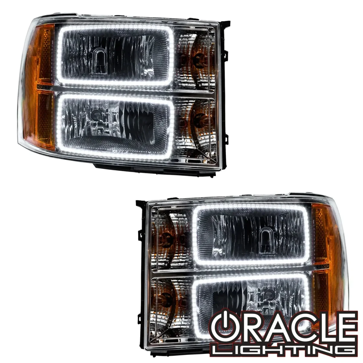 GMC Sierra Headlight Assemblies - ORACLE Lighting - Square Ring Design w/ BC2 Controller - ColorSHIFT - `07-`13