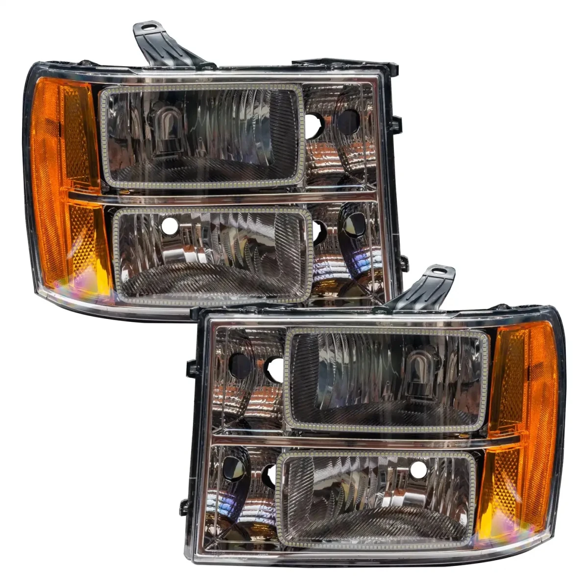GMC Sierra Headlight Assemblies - ORACLE Lighting - Square Ring Design w/ BC2 Controller - ColorSHIFT - `07-`13
