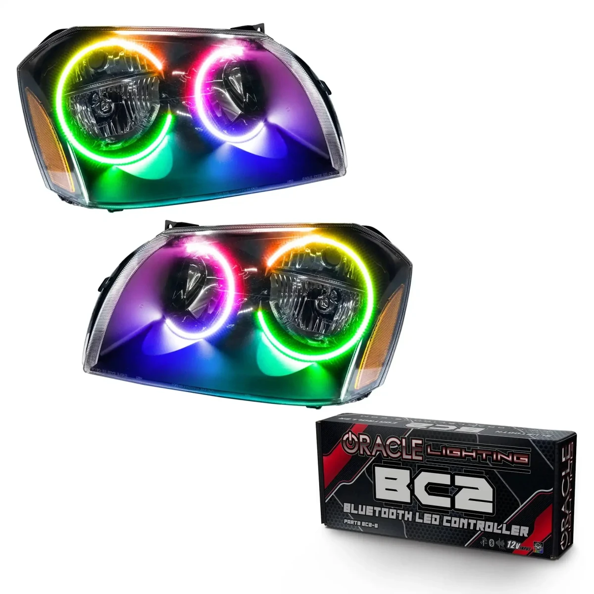 Dodge Magnum Headlight Assemblies - ORACLE Lighting - ColorSHIFT w/ BC2 Controller - Black - `05-`07