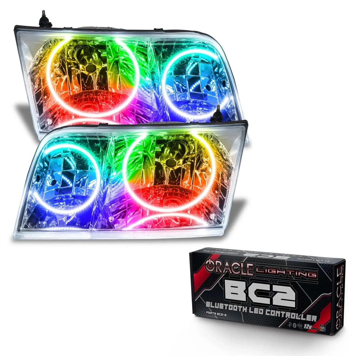 Ford Crown Victoria Headlight Assemblies - ORACLE Lighting - SMD HL - Halogen - ColorSHIFT w/ BC2 Controller - Chrome - `98-`11