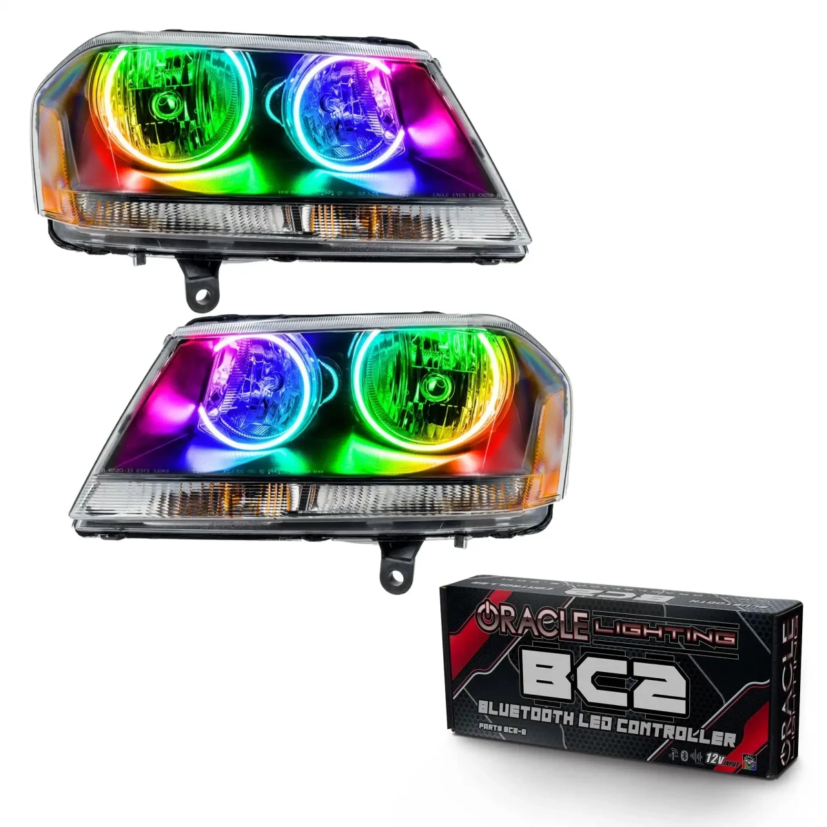 Dodge Avenger Headlight Assemblies - ORACLE Lighting - ColorSHIFT w/ BC2 Controller - Black - `08-`14