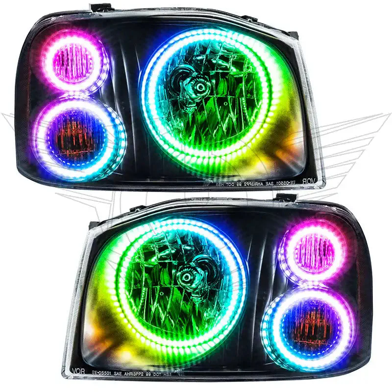 Nissan Frontier Headlight Assemblies - ORACLE Lighting - SMD HL Triple Halo - ColorSHIFT w/ BC1 Controller - `01-`04