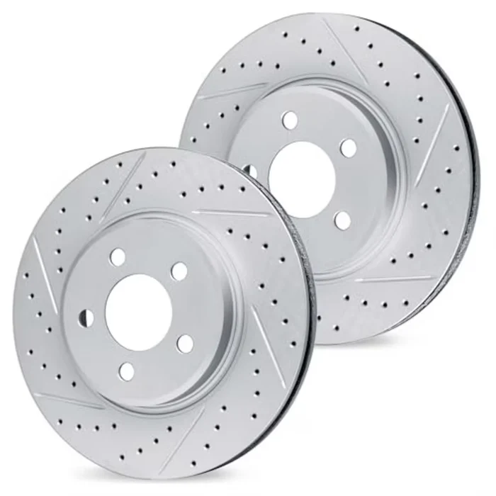 Alfa Romeo Giulia Brake Rotors (2) - Front - R1 Concepts - Drilled & Slotted Carbon Coated - `17-`25