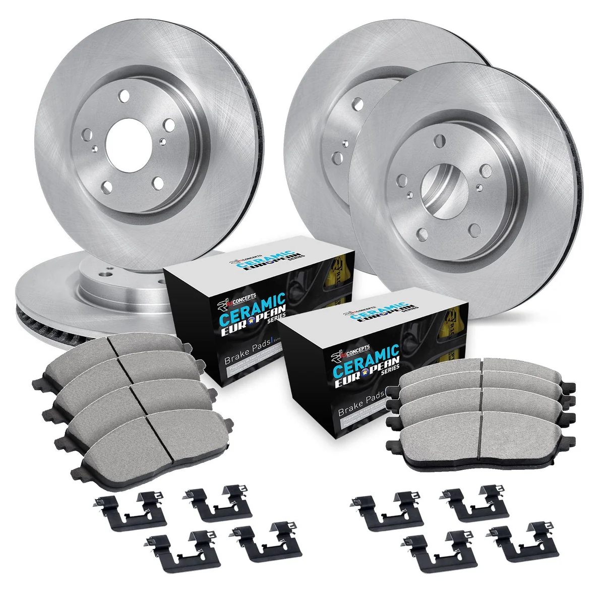Alfa Romeo Giulia Brake Kit - Front + Rear - R1 Concepts - eLINE Series Blank with Euro Ceramic Pads - `17-`25 Alfa Romeo Giulia Brake Kit - Front + Rear - R1 Concepts - eLINE Series Blank with Euro Ceramic Pads - `17-`25