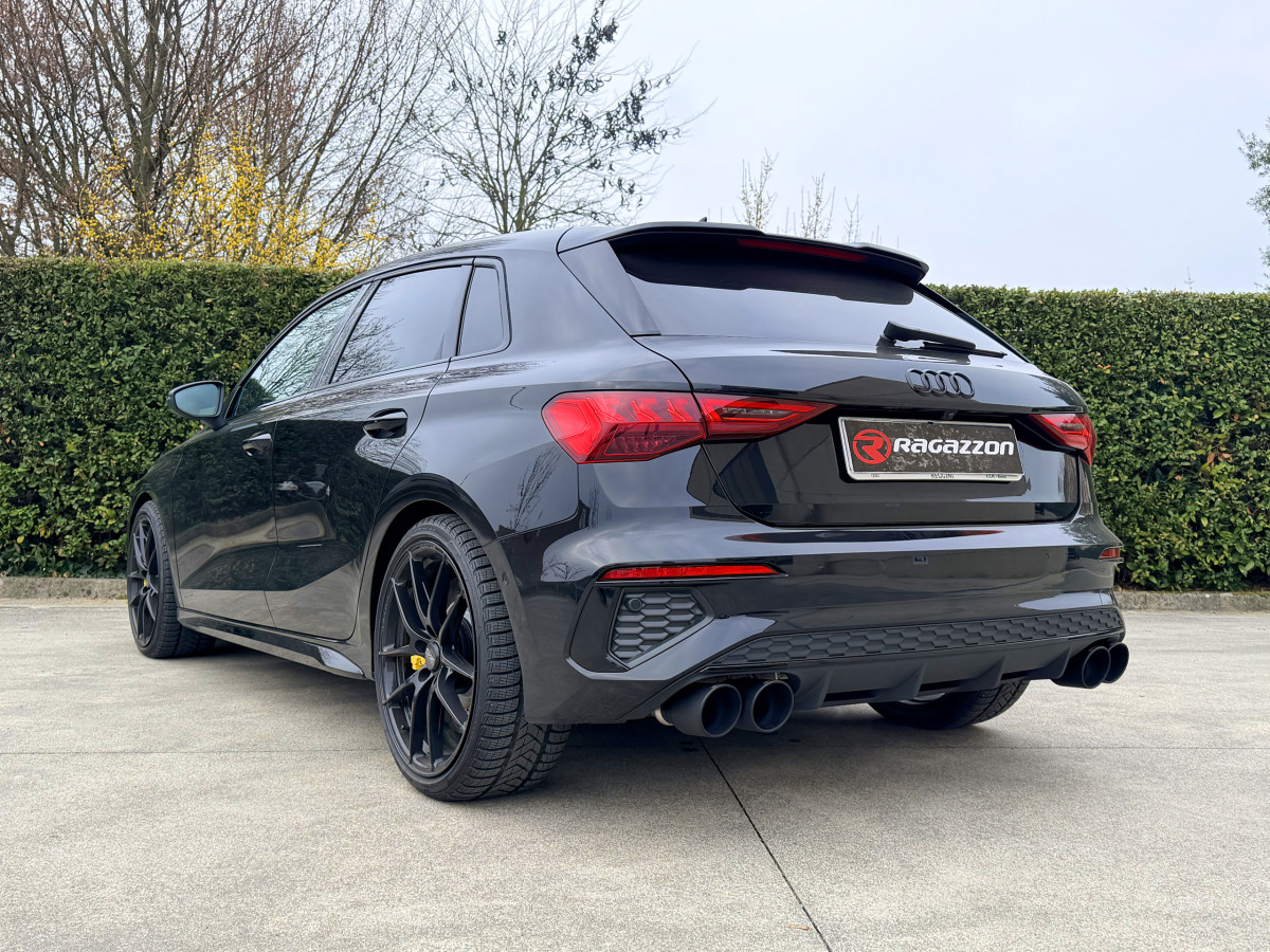Audi A3 Sportback Performance Exhaust - Ragazzon - Axle Back - Evo Line - Resonated - Carbon Fiber Quad Tip 40TFSI (2020+)