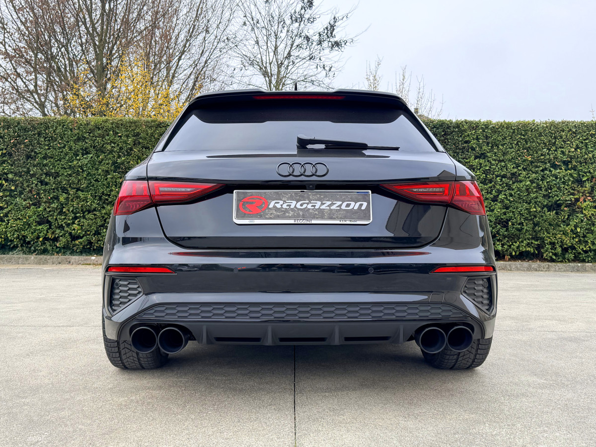 Audi A3 Sportback Performance Exhaust - Ragazzon - Axle Back - Evo Line - Resonated - Carbon Fiber Quad Tip 40TFSI (2020+)