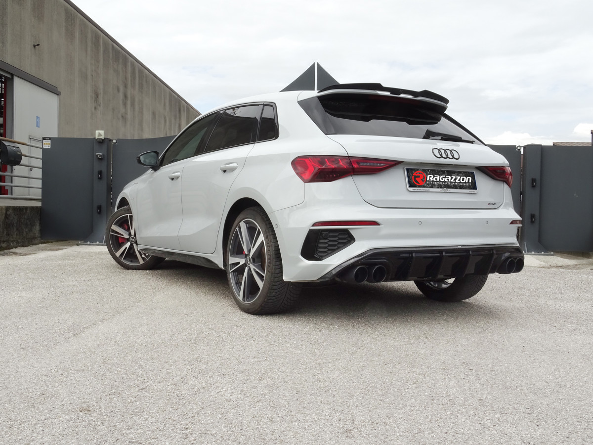 Audi A3 Sportback Performance Exhaust - Ragazzon - Cat Back - Evo Line - Muffled + Resonated Center Section - For Factory Tip 45TFSIe (2020+)