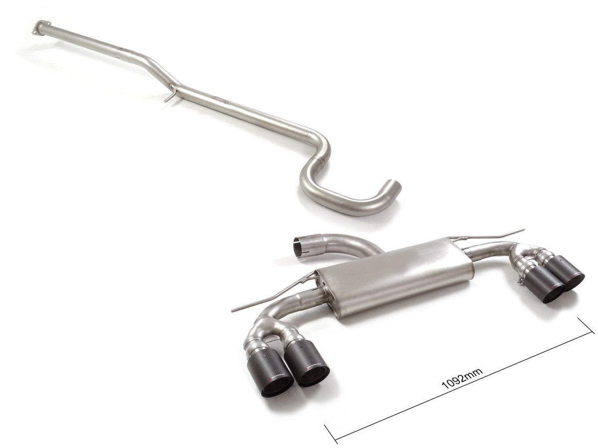 Audi A3 Sportback Performance Exhaust - Ragazzon - Cat Back - Evo Line - Resonated - Carbon Fiber Quad Tip 45TFSIe (2020+)