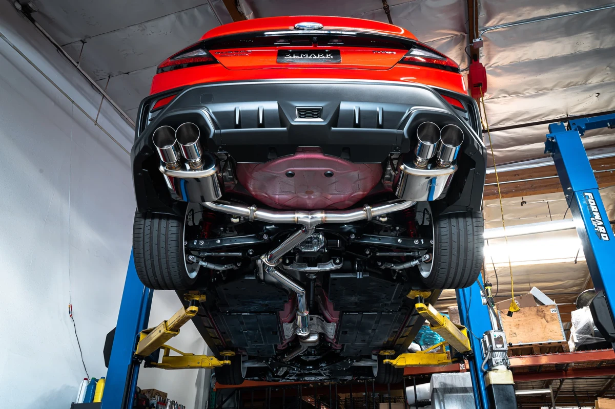 Subaru WRX Performance Exhaust - Remark - Cat Back, 4 in. - Burnt Stainless Quad Tips - Resonated - `22+