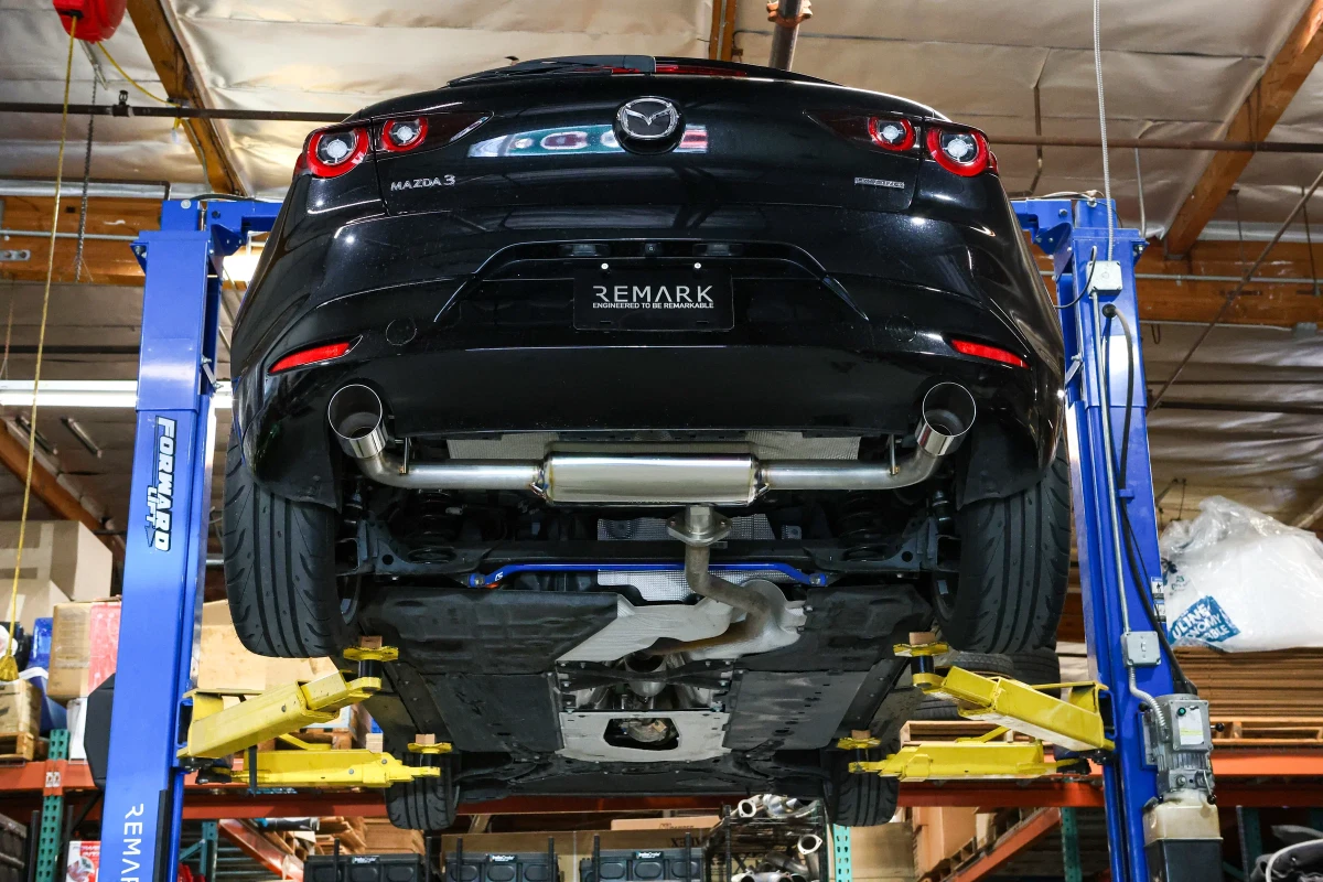Mazda 3 Performance Exhaust - Rear - Remark - Axle Back, Dual SS Single Wall Tips - `19-`27