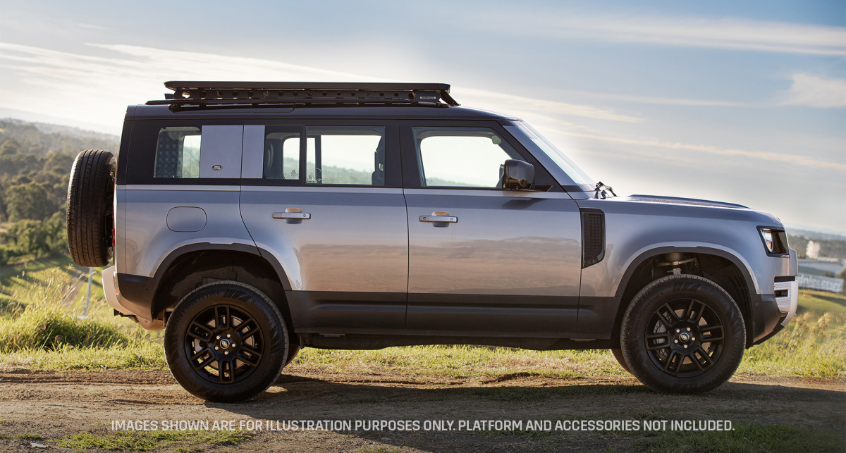 Land Rover Defender 110 Roof Rack - Rhino-Rack - Backbone Mounting System - Black - `20-`26