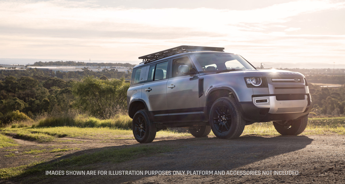 Land Rover Defender 110 Roof Rack - Rhino-Rack - Backbone Mounting System - Black - `20-`26