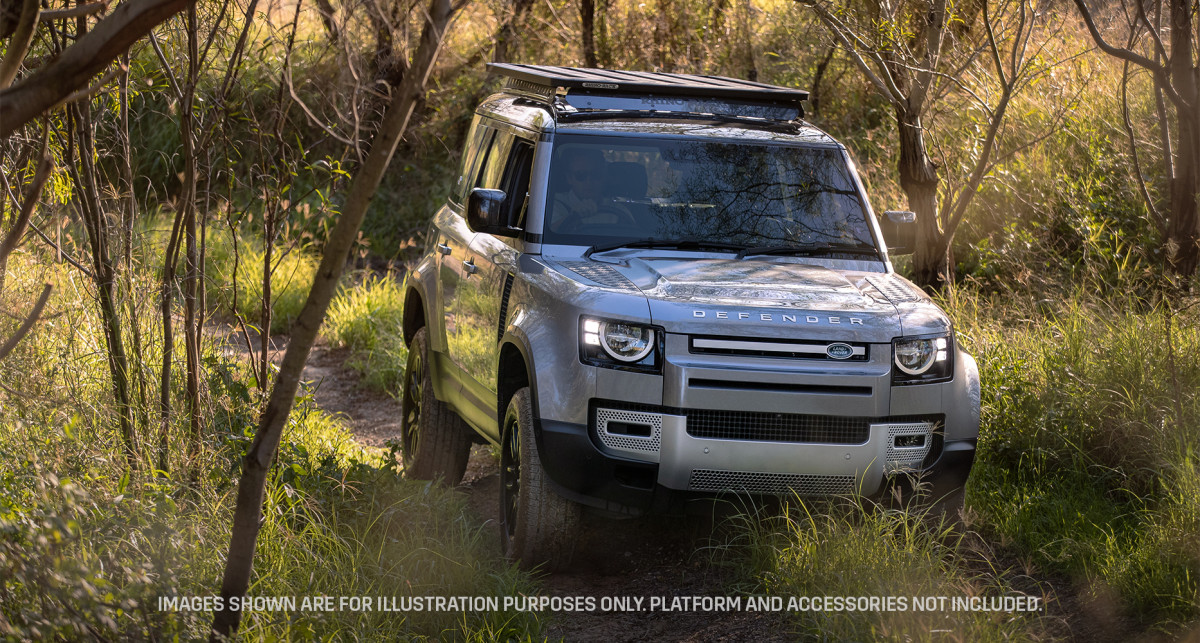 Land Rover Defender 110 Roof Rack - Rhino-Rack - Backbone Mounting System - Black - `20-`26