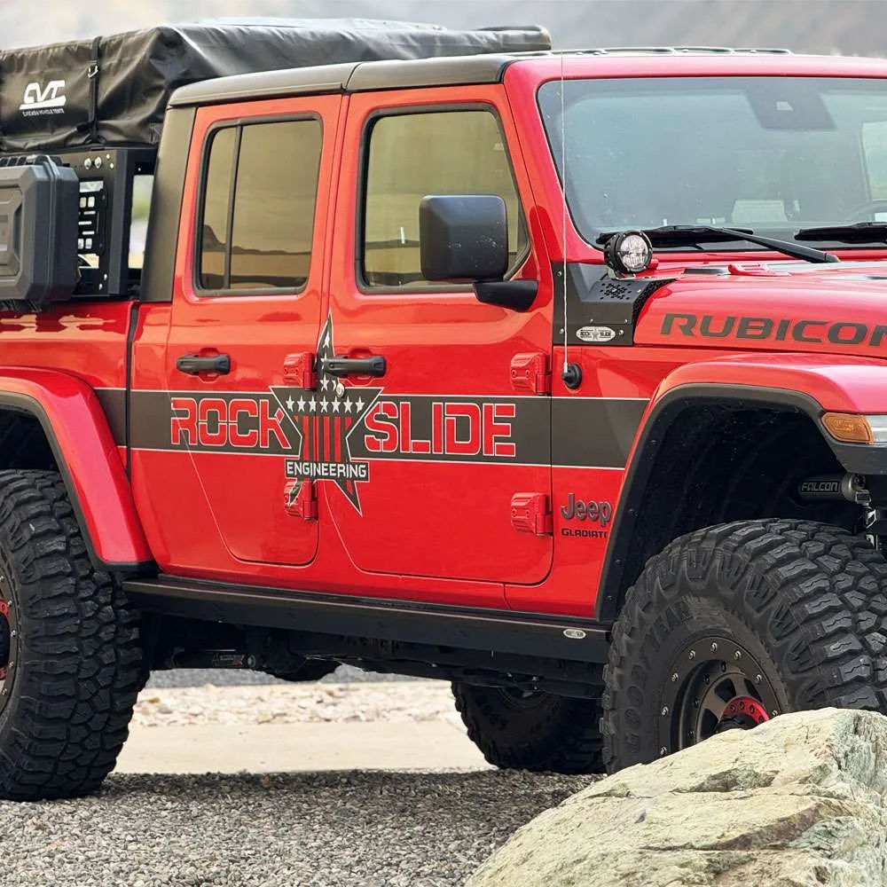Jeep Gladiator Rock Sliders - Rock Slide Engineering - Low Profile Slider & 4in Steps Combo Kit - `20-`25