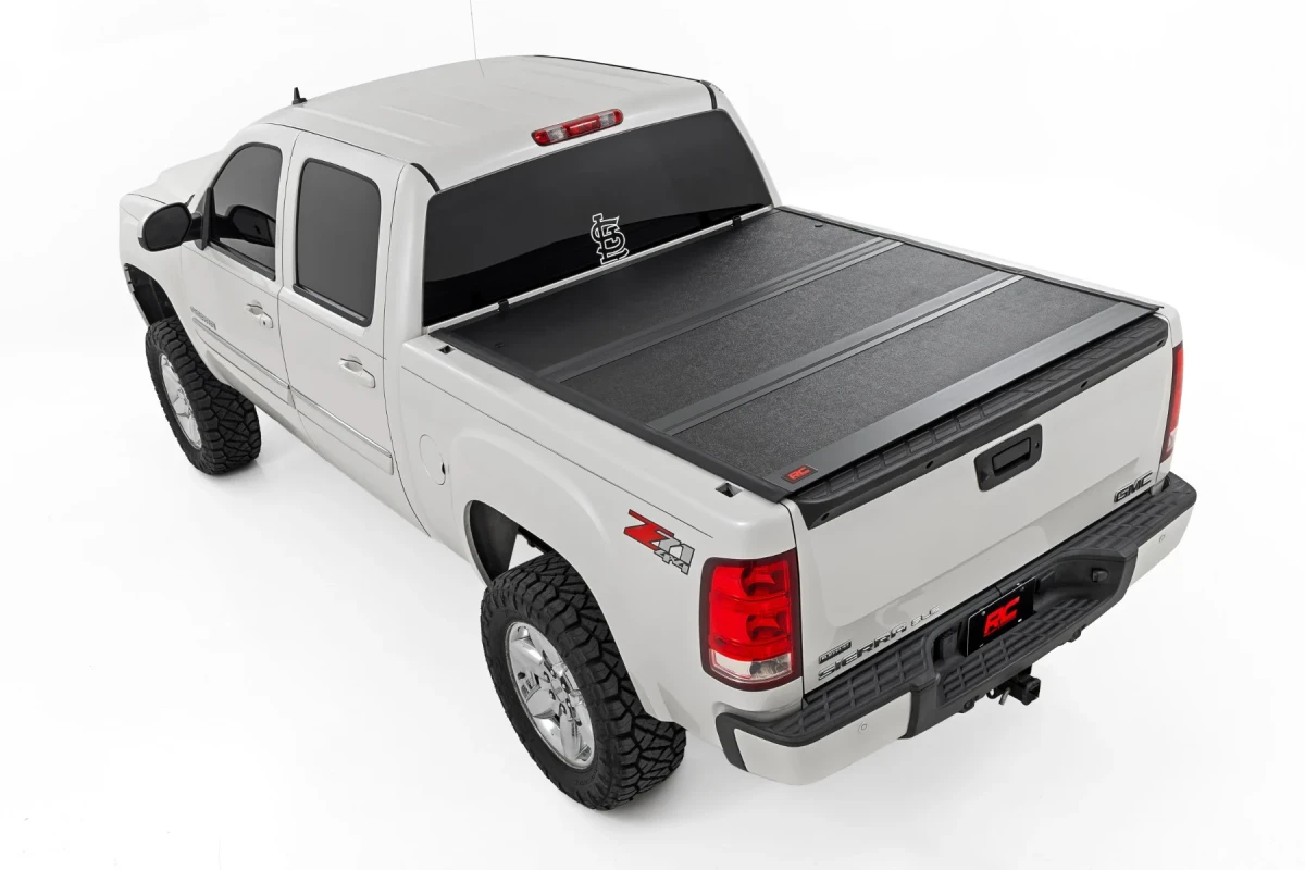 Chevrolet Silverado 1500 Hard Tri-Fold Bed Cover - Rough Country - Sleek Flush, Low-Profile Design - Matte Black - '07-'13