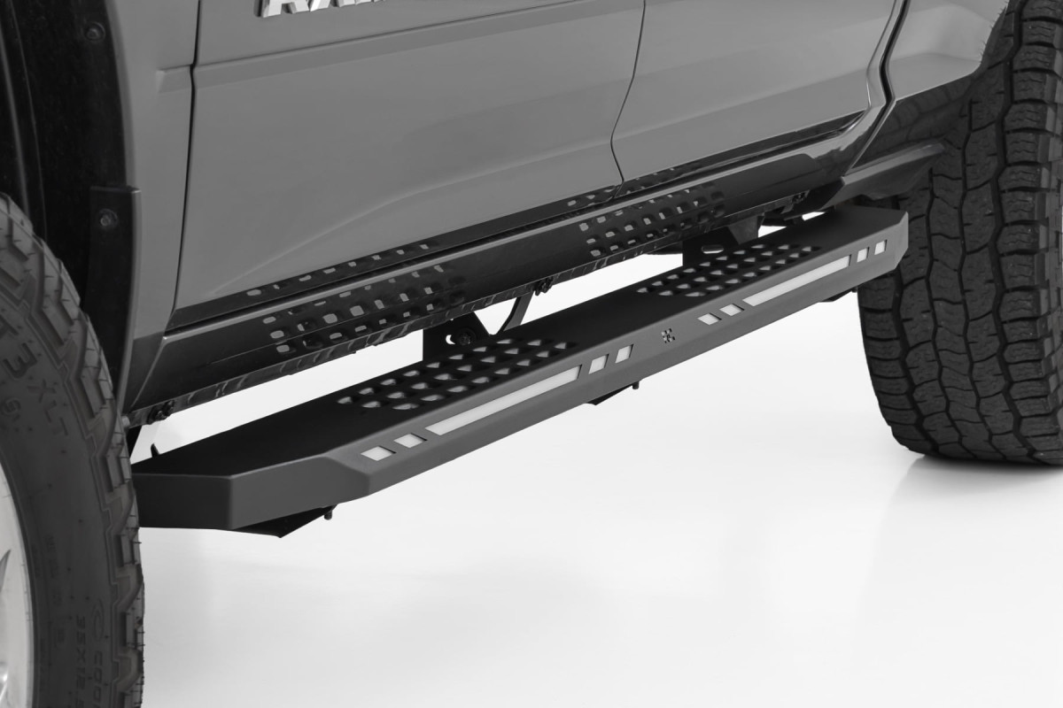 Ram 1500 Running Boards - Rough Country - AC2 - Amber/White - '21-'25