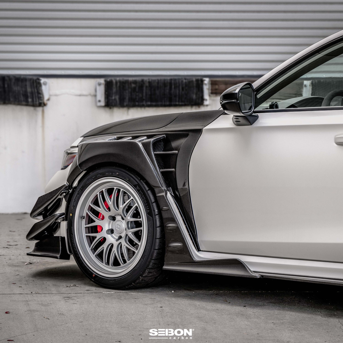Honda Civic Type-R Side Skirt Extensions - Front - Seibon - MB-Style - Carbon Fiber - `23+ Honda Civic Type-R Side Skirt Extensions - Front - Seibon - MB-Style - Carbon Fiber - `23+
