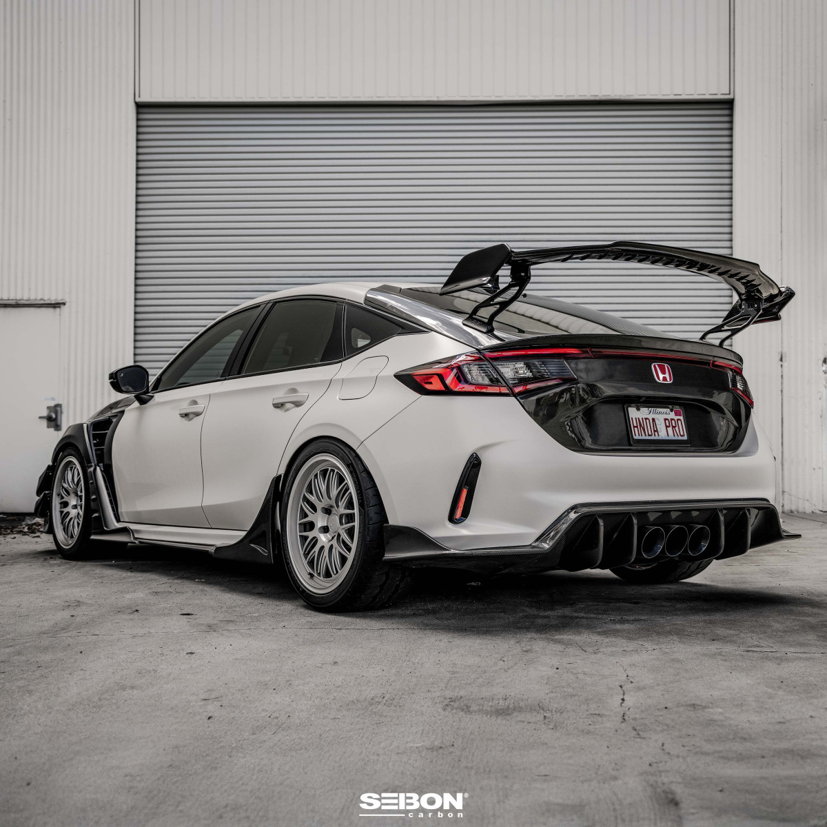 Honda Civic Type-R Rear Side Skirt Extensions - Seibon - MB-Style - Carbon Fiber - `23-`25