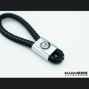 Keychain - Leather - Rope Design w/ Alfa Romeo Crest 