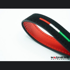 Keychain - Leather - Maserati Logo + Italian Flag