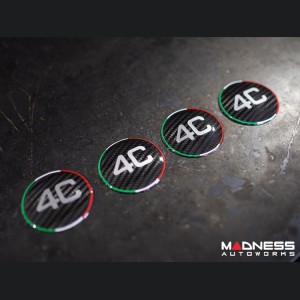 Alfa Romeo 4C Carbon Fiber Badge Cover Kit - Italian Stripe