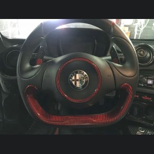 Alfa Romeo 4C Steering Wheel Trim - Carbon Fiber - Lower Trim Piece - Red Carbon