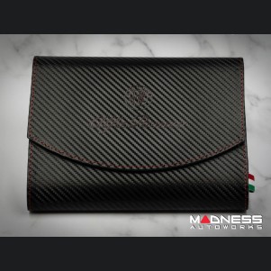 Document Holder - Alfa Romeo Logo - Carbon Fiber Finish