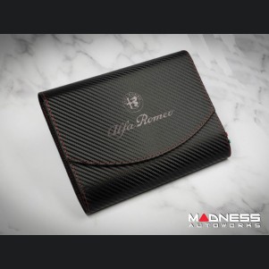 Document Holder - Alfa Romeo Logo - Carbon Fiber Finish