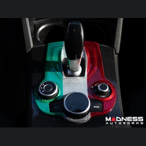  Alfa Romeo Stelvio Shift Gate & Stereo Control Trim - Carbon Fiber - Pre '20 - Italian Theme - Feroce Carbon