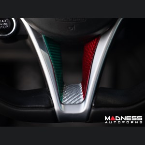 Alfa Romeo Giulia Steering Wheel Trim - Carbon Fiber - Lower Trim Piece - Pre '20 - Italian Theme - Feroce Carbon