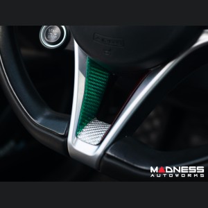 Alfa Romeo Stelvio Steering Wheel Trim - Carbon Fiber - Lower Trim Piece - Pre '20 - Italian Theme - Feroce Carbon