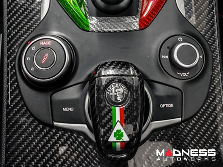 Alfa Romeo Stelvio Key Fob Cover  - Carbon Fiber - Black w/ QV Logo