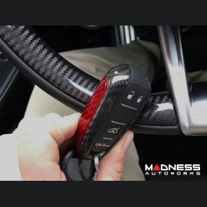 Alfa Romeo Giulia Key Fob Cover  - Carbon Fiber - Red Candy Main / Black Accents